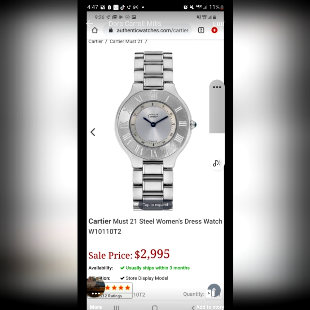 Cartier watch works perfect.